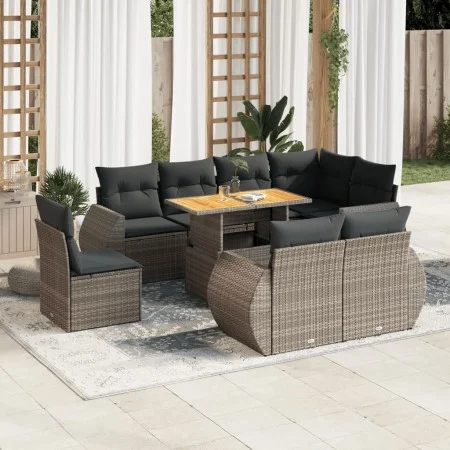 Set de sofás de jardín con cojines 9 pzas ratán sintético gris von , Gartensets - Ref: Foro24-3327280, Preis: 711,66 €, Rabat...