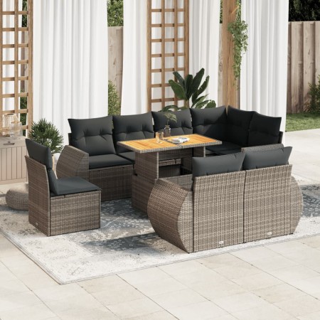 Set de sofás de jardín con cojines 9 pzas ratán sintético gris von , Gartensets - Ref: Foro24-3327280, Preis: 711,30 €, Rabat...
