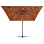 Cantilever umbrella with LED lights terracotta 250x250 cm by vidaXL, Umbrellas - Ref: Foro24-312311, Price: 88,05 €, Discount: %