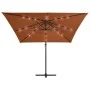 Cantilever umbrella with LED lights terracotta 250x250 cm by vidaXL, Umbrellas - Ref: Foro24-312311, Price: 87,73 €, Discount: %