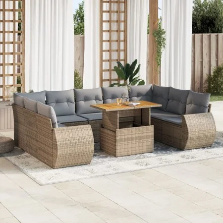 Juego de sofás jardín con cojines beige 10 pzas ratán sintético de , Conjuntos de jardín - Ref: Foro24-3327307, Precio: 755,3...