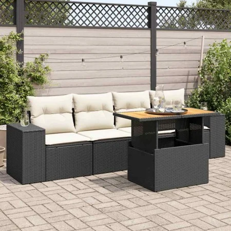 Set de muebles de jardín 5 pzas y cojines ratán sintético negro von , Gartensets - Ref: Foro24-3327318, Preis: 358,92 €, Raba...