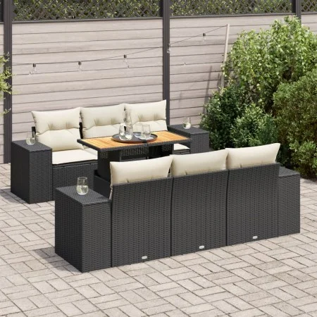 Set de sofás de jardín 7 pzas con cojines ratán sintético negro von , Gartensets - Ref: Foro24-3327332, Preis: 527,50 €, Raba...