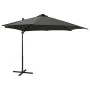 Cantilever umbrella with pole and anthracite gray 300 cm LED lights by vidaXL, Umbrellas - Ref: Foro24-312330, Price: 202,38 ...