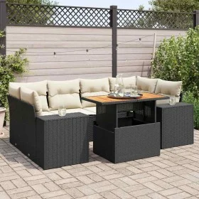 Set de sofás de jardín 7 pzas con cojines ratán sintético negro by , Garden sets - Ref: Foro24-3327339, Price: 500,77 €, Disc...
