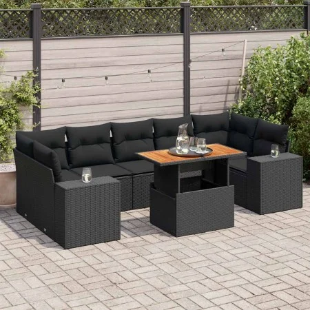 Set de sofás de jardín y cojines 8 piezas ratán sintético negro von , Gartensets - Ref: Foro24-3327345, Preis: 569,21 €, Raba...