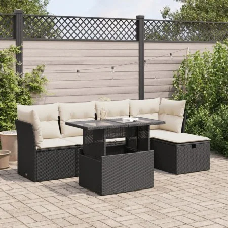 Set de sofás de jardín 6 piezas y cojines ratán sintético negro von , Gartensets - Ref: Foro24-3326137, Preis: 397,82 €, Raba...