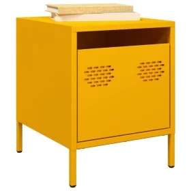 Mesita de noche acero amarillo mostaza 35x39x43,5 cm de , Mesitas de noche - Ref: Foro24-851250, Precio: 43,63 €, Descuento: %