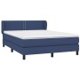 Cama box spring con colchón tela azul 140x200 cm