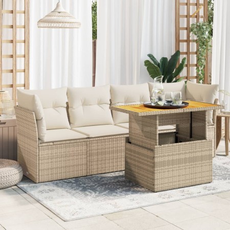 Juego de sofás jardín con cojines 5 pzas ratán sintético beige von , Gartensets - Ref: Foro24-3326879, Preis: 388,28 €, Rabat...