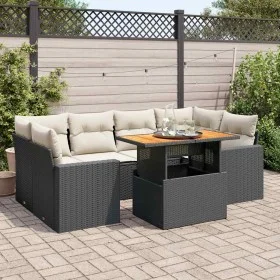 Set de sofás de jardín 7 pzas con cojines ratán sintético negro by , Garden sets - Ref: Foro24-3327003, Price: 482,73 €, Disc...