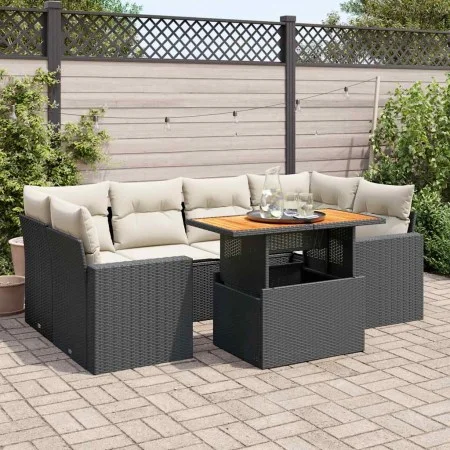 Set de sofás de jardín 7 pzas con cojines ratán sintético negro von , Gartensets - Ref: Foro24-3327003, Preis: 482,73 €, Raba...