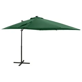 Cantilever parasol with pole and LED lights 250 cm green by vidaXL, Umbrellas - Ref: Foro24-312321, Price: 113,86 €, Discount: %