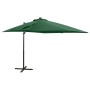 Sombrilla voladiza con poste y luces LED 250 cm verde de vidaXL, Sombrillas - Ref: Foro24-312321, Precio: 114,77 €, Descuento: %