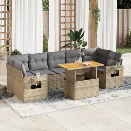 Set de sofás de jardín y cojines 8 piezas ratán sintético beige by , Garden sets - Ref: Foro24-3327125, Price: 580,24 €, Disc...