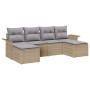 Conjunto de sofá de jardín con cojín 6 pcs Beige Poliratán