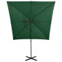 Sombrilla voladiza con poste y luces LED 250 cm verde de vidaXL, Sombrillas - Ref: Foro24-312321, Precio: 114,77 €, Descuento: %