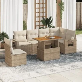 Set sofás de jardín 7 piezas y cojines ratán sintético beige de , Conjuntos de jardín - Ref: Foro24-3327159, Precio: 561,88 €...