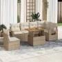 Set sofás de jardín 7 piezas y cojines ratán sintético beige de , Conjuntos de jardín - Ref: Foro24-3327159, Precio: 561,88 €...