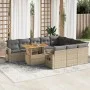 Set de sofás de jardín 11pzas con cojines ratán sintético beige by , Garden sets - Ref: Foro24-3327202, Price: 817,16 €, Disc...