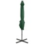 Sombrilla voladiza con poste y luces LED 250 cm verde de vidaXL, Sombrillas - Ref: Foro24-312321, Precio: 114,77 €, Descuento: %