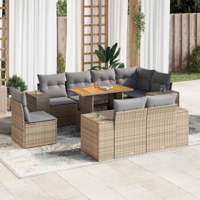 Set de sofás de jardín con cojines 9 pzas ratán sintético beige by , Garden sets - Ref: Foro24-3327391, Price: 696,89 €, Disc...