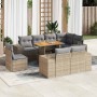 Set de sofás de jardín con cojines 9 pzas ratán sintético beige by , Garden sets - Ref: Foro24-3327391, Price: 696,89 €, Disc...