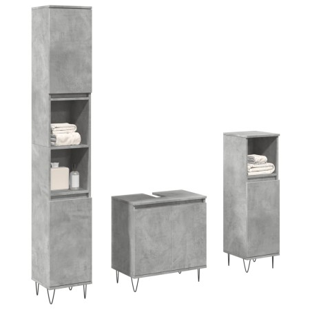 Set muebles de baño 2 piezas madera contrachapada gris hormigón von , Badezimmermöbel - Ref: Foro24-3324953, Preis: 157,54 €,...
