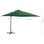 Sombrilla voladiza con poste y luces LED 250 cm verde de vidaXL, Sombrillas - Ref: Foro24-312321, Precio: 114,77 €, Descuento: %