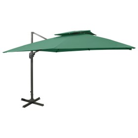 Sombrilla voladiza con doble techo verde 300x300 cm de vidaXL, Sombrillas - Ref: Foro24-312370, Precio: 268,51 €, Descuento: %