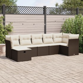 Juego de sofás de jardín 7 piezas con cojines ratán PE marrón by , Garden sets - Ref: Foro24-3325309, Price: 468,63 €, Discou...