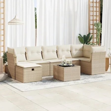 Set de sofás de jardín y cojines 8 piezas ratán sintético beige by , Garden sets - Ref: Foro24-3325314, Price: 527,85 €, Disc...
