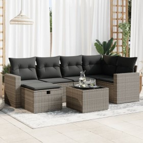Set de sofás de jardín 7 pzas con cojines ratán sintético gris by , Garden sets - Ref: Foro24-3325396, Price: 464,76 €, Disco...