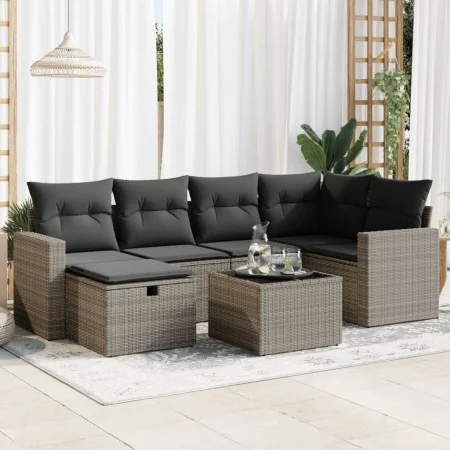 Set de sofás de jardín 7 pzas con cojines ratán sintético gris von , Gartensets - Ref: Foro24-3325396, Preis: 434,93 €, Rabat...