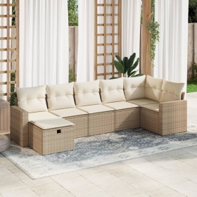 Set sofás de jardín 7 piezas y cojines ratán sintético beige de , Conjuntos de jardín - Ref: Foro24-3325404, Precio: 497,69 €...