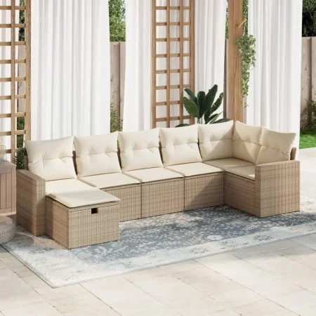 Set sofás de jardín 7 piezas y cojines ratán sintético beige von , Gartensets - Ref: Foro24-3325404, Preis: 488,66 €, Rabatt: %