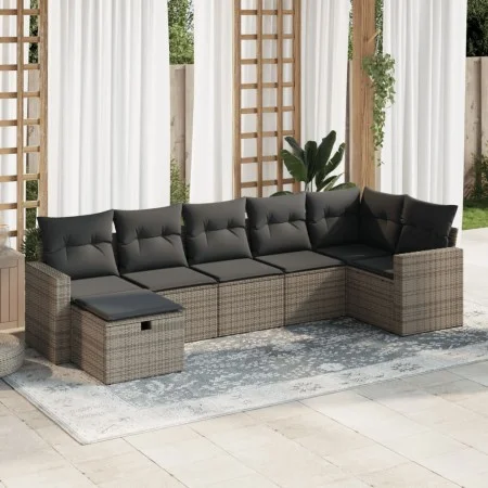 Set de sofás de jardín 7 pzas con cojines ratán sintético gris by , Garden sets - Ref: Foro24-3325406, Price: 437,94 €, Disco...