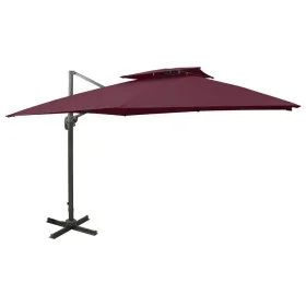 Cantilever parasol with double roof burgundy red 300x300 cm by vidaXL, Umbrellas - Ref: Foro24-312380, Price: 191,72 €, Disco...