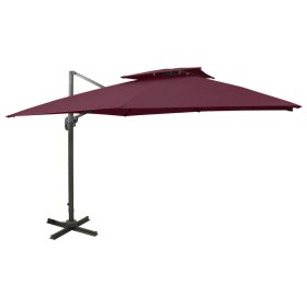 Sombrilla voladiza con doble techo rojo burdeos 300x300 cm de vidaXL, Sombrillas - Ref: Foro24-312380, Precio: 248,20 €, Desc...