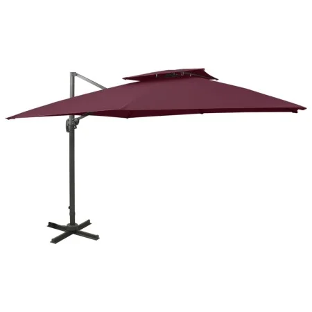Cantilever parasol with double roof burgundy red 300x300 cm by vidaXL, Umbrellas - Ref: Foro24-312380, Price: 191,72 €, Disco...