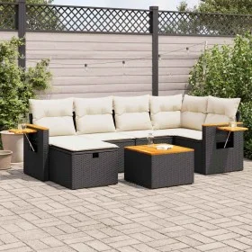 Set de sofás de jardín 7 pzas con cojines ratán sintético negro by , Garden sets - Ref: Foro24-3325976, Price: 419,85 €, Disc...