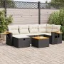 Set de sofás de jardín 7 pzas con cojines ratán sintético negro by , Garden sets - Ref: Foro24-3325976, Price: 419,85 €, Disc...