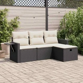 Juego de sofás jardín 4 pzas con cojines ratán sintético negro by , Garden sets - Ref: Foro24-3325452, Price: 254,00 €, Disco...