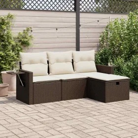 Set de sofás de jardín 4 pzas y cojines ratán sintético marrón by , Garden sets - Ref: Foro24-3325459, Price: 275,70 €, Disco...