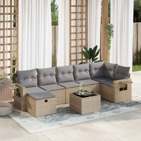Set de sofás de jardín y cojines 8 piezas ratán sintético beige by , Garden sets - Ref: Foro24-3325515, Price: 525,95 €, Disc...