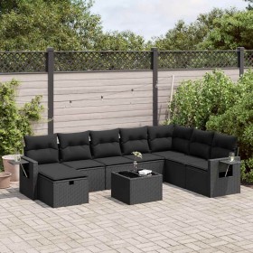 Set de sofás de jardín con cojines 9 pzas ratán sintético negro de , Conjuntos de jardín - Ref: Foro24-3325541, Precio: 575,9...