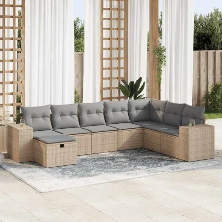 Set de sofás de jardín y cojines 8 piezas ratán sintético beige by , Garden sets - Ref: Foro24-3325735, Price: 528,39 €, Disc...