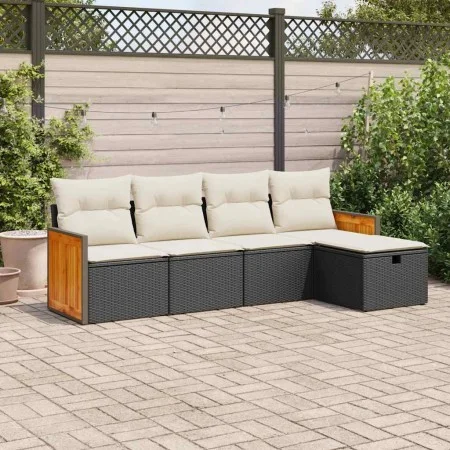 Set de muebles de jardín 5 pzas y cojines ratán sintético negro de , Conjuntos de jardín - Ref: Foro24-3326011, Precio: 315,7...