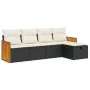 Set de muebles de jardín 5 pzas y cojines ratán sintético negro de , Conjuntos de jardín - Ref: Foro24-3326011, Precio: 315,7...