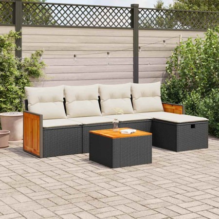 Set de sofás de jardín 6 piezas y cojines ratán sintético negro by , Garden sets - Ref: Foro24-3326018, Price: 347,85 €, Disc...